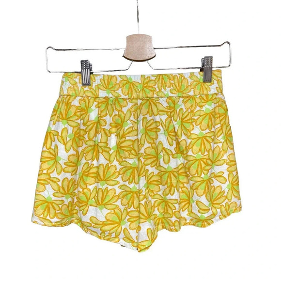 Zara‎ Cream Yellow Retro Floral Pull On Board Shorts Yellow Size XS - Picture 5 of 9